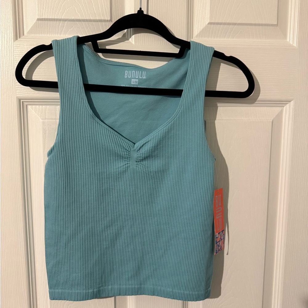 Bunulu teal Ribbed Tank Top